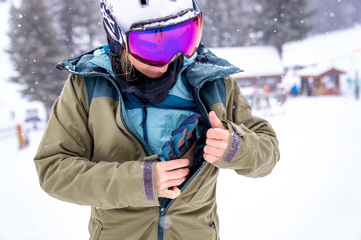 Skiing in a store parka